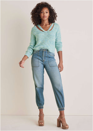 Denim Jogger  - Light Wash - thumbnail-1