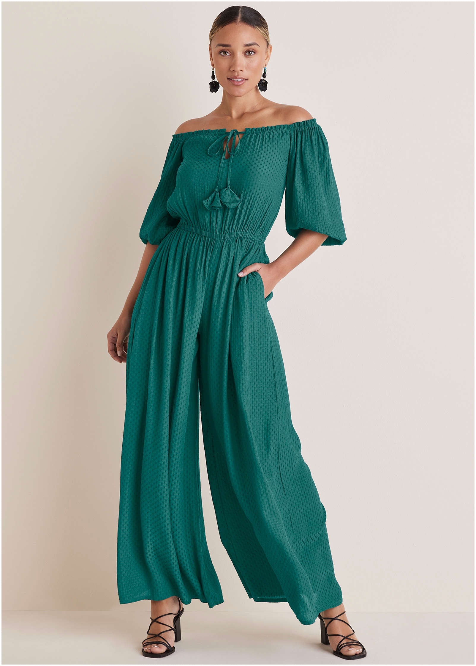Off-The-Shoulder Jumpsuit - Teal Green – VENUS