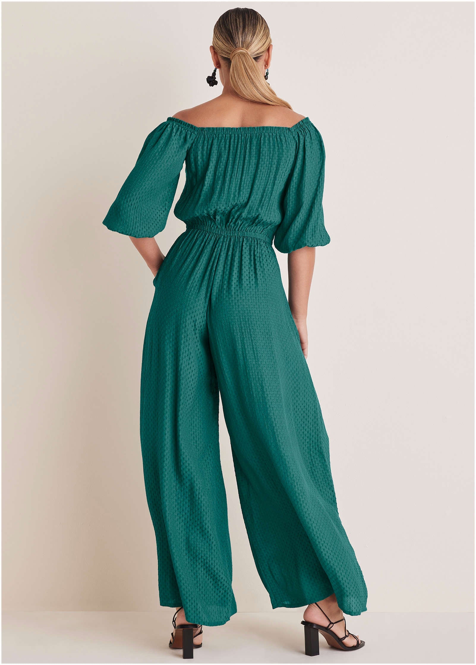 Off-The-Shoulder Jumpsuit - Teal Green – VENUS