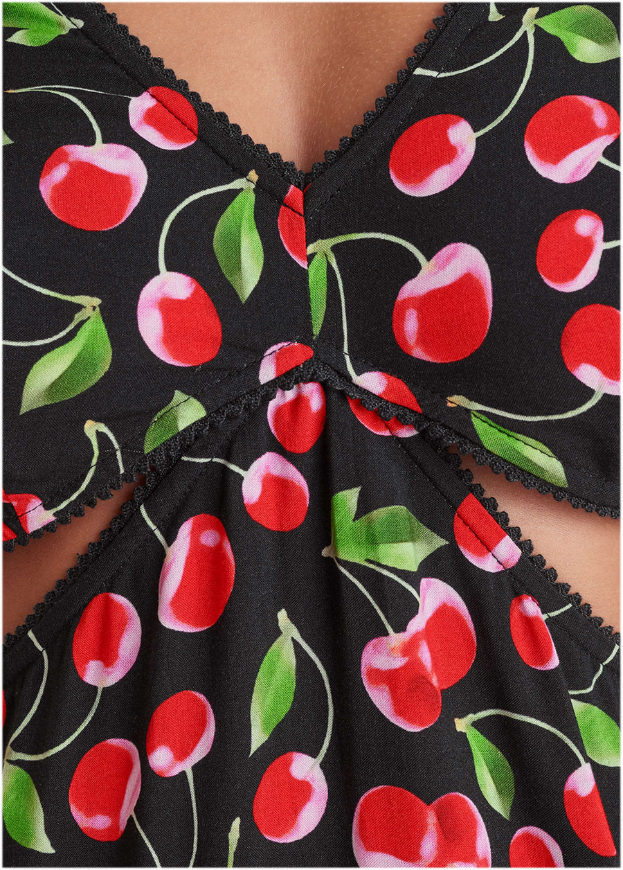 Cut-Out Waist Blouse - Very Cherry