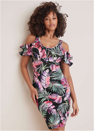 Floral Cold Shoulder Mini - Illuminated Jungle - thumbnail-2
