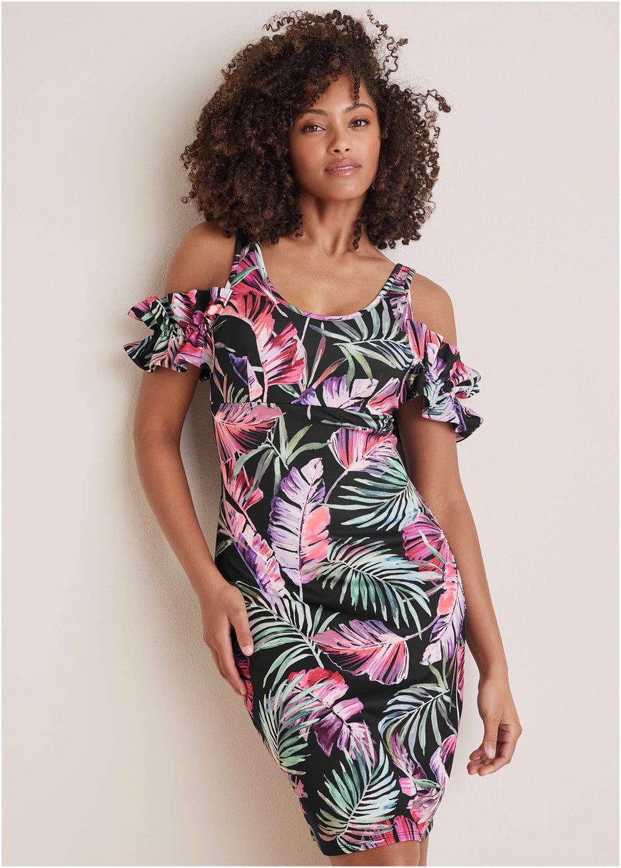 Floral Cold Shoulder Mini - Illuminated Jungle