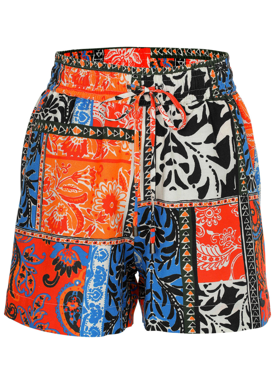 Linen Easy Shorts - Tamarini Garden Tile