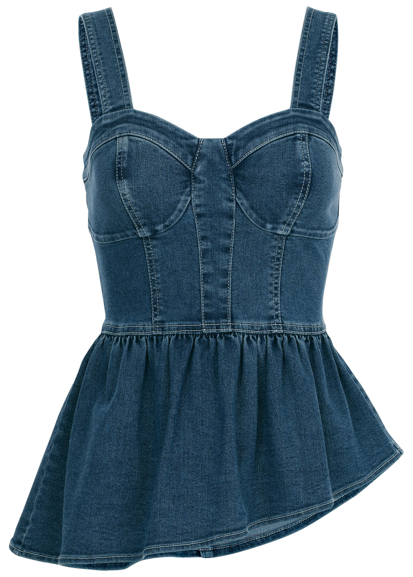 【loin nuit】heart denim peplum tops loin nuit】heart denim peplum tops