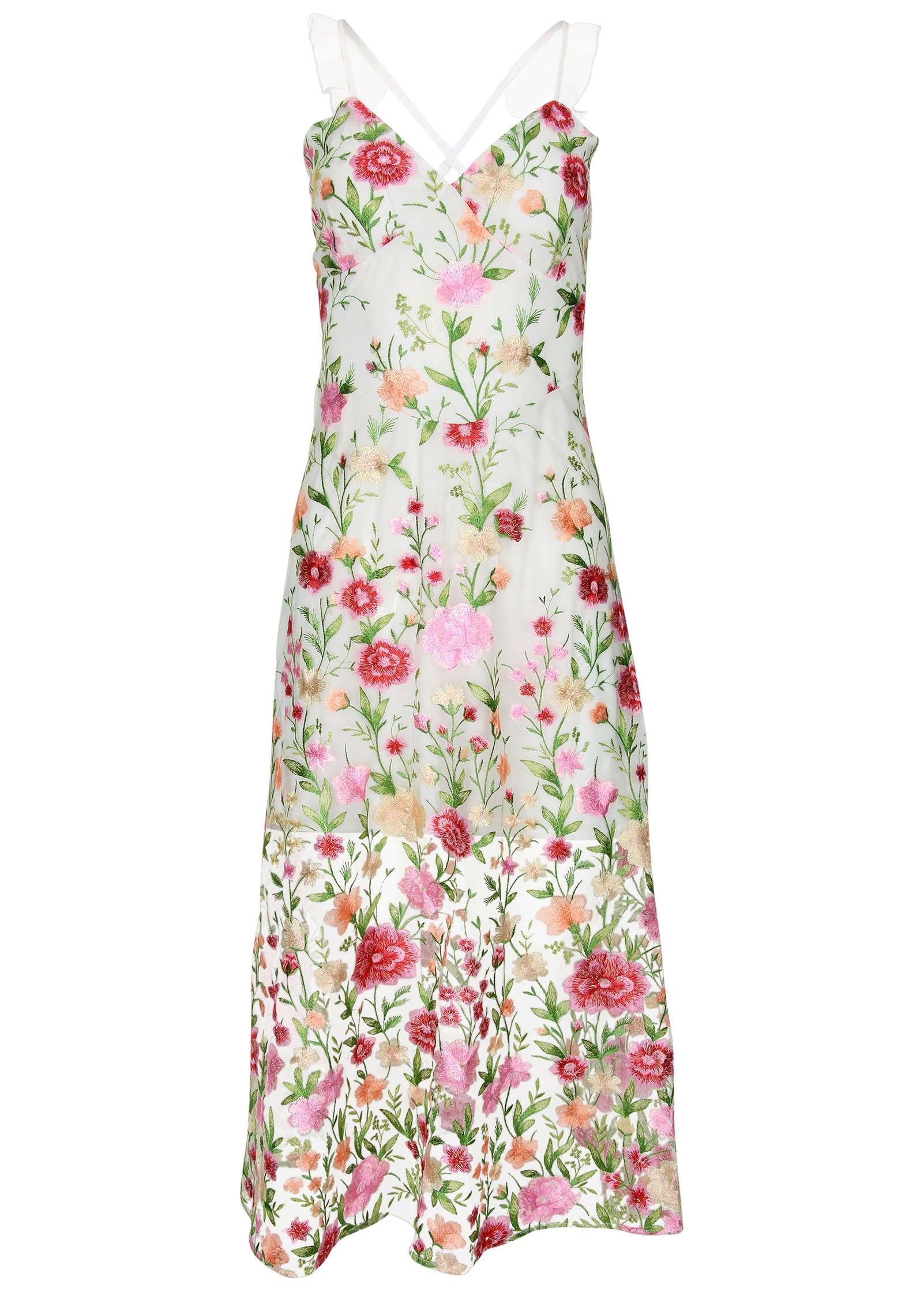 Venus Sheer Embroidered Maxi Dress White Multi – VENUS