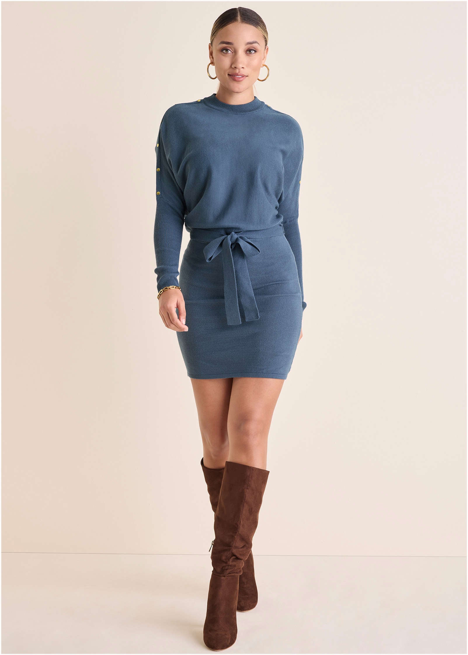 Dolman Sleeve Sweater Dress - Vintage Indigo – Venus Fashion
