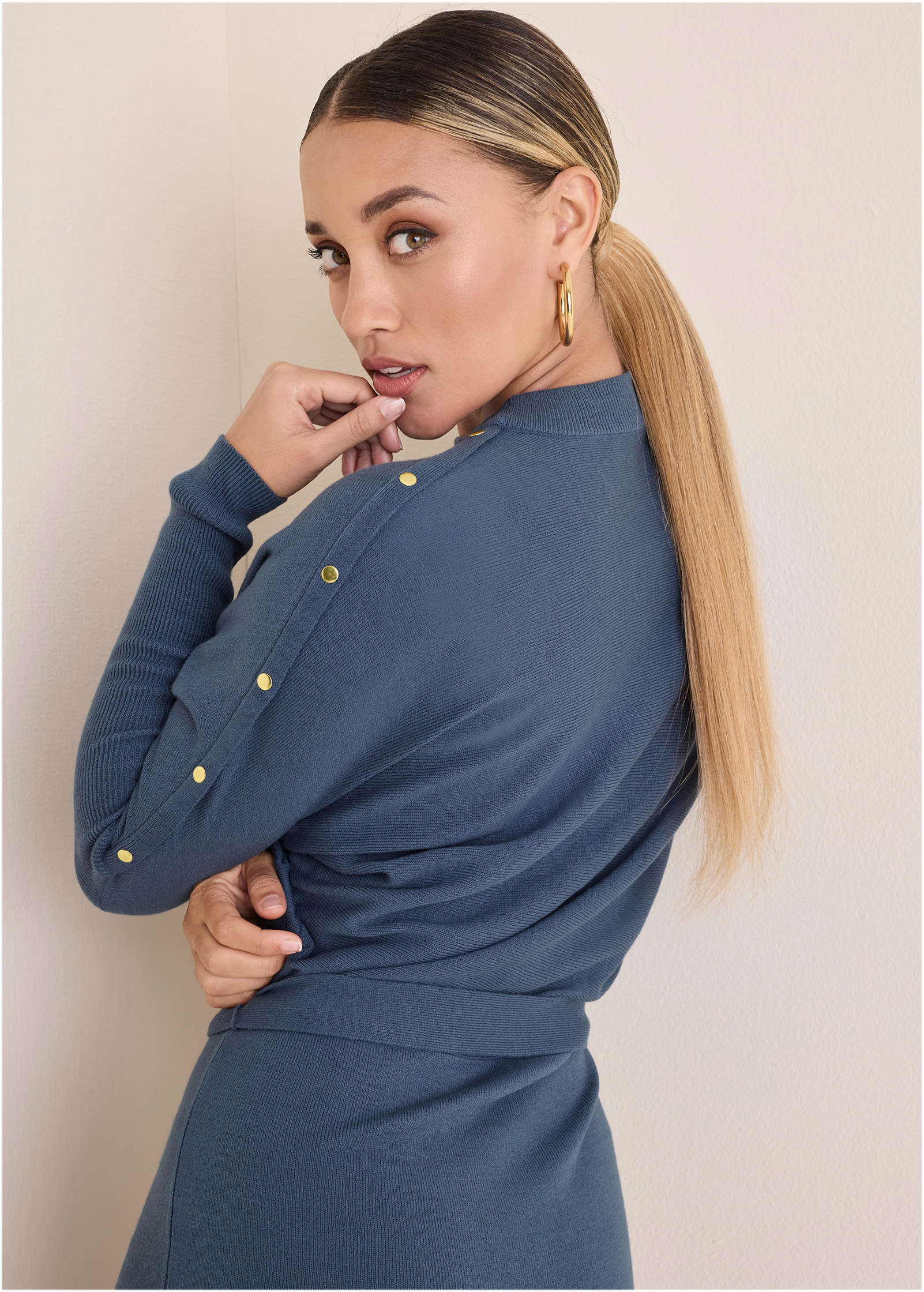 Dolman Sleeve Sweater Dress - Vintage Indigo – Venus Fashion