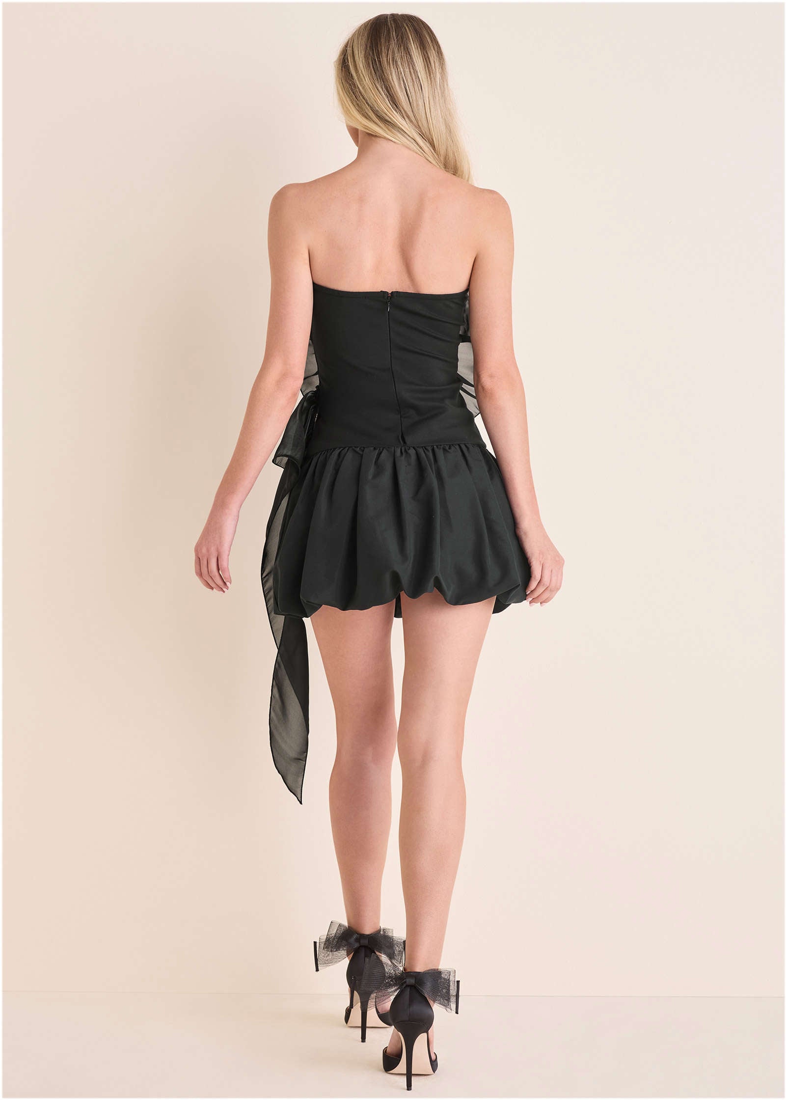Rosette Bubble Mini Dress - Jet Black – VENUS