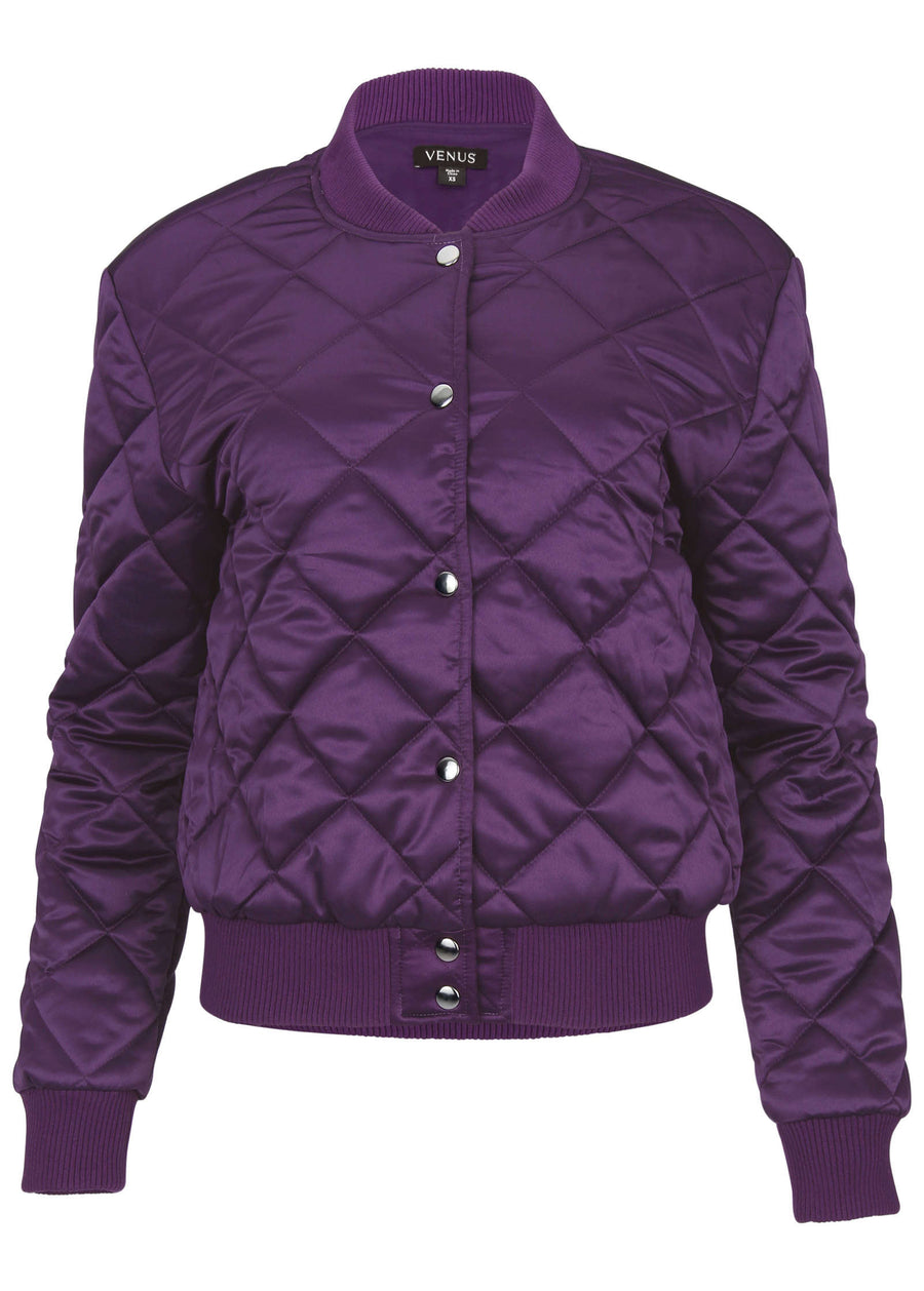 Quilted Bomber - Purple