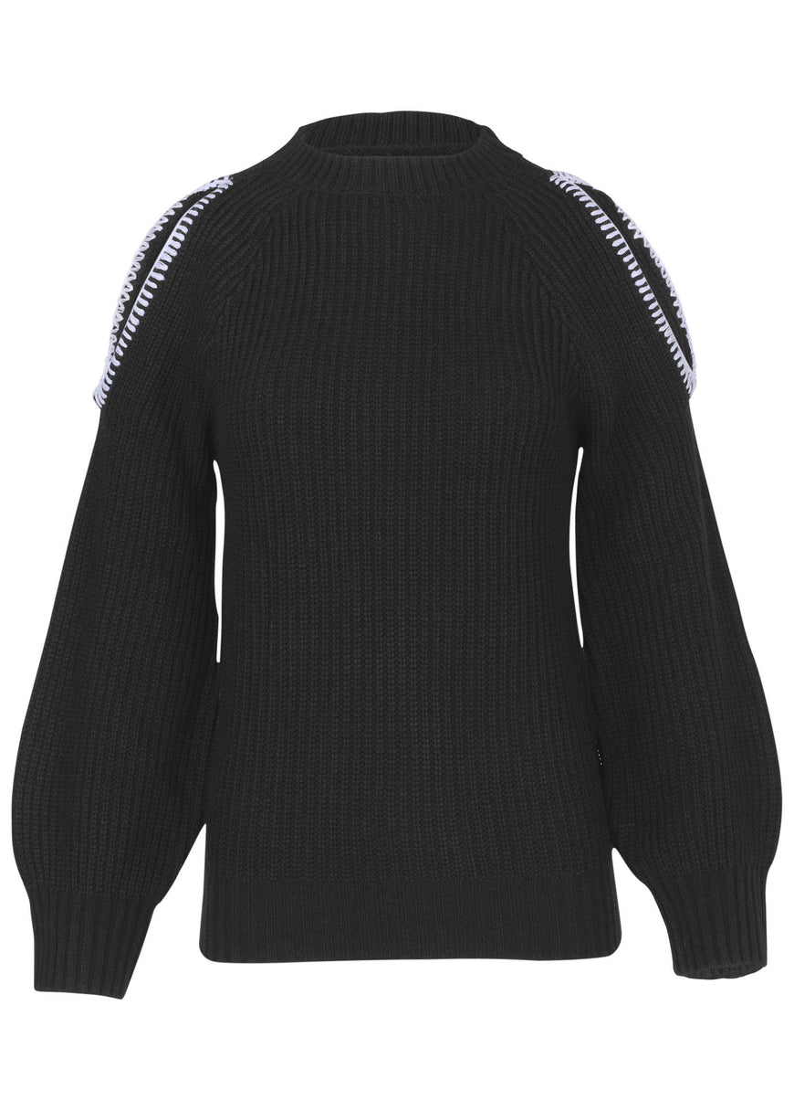 Cold Shoulder Sweater - Jet Black
