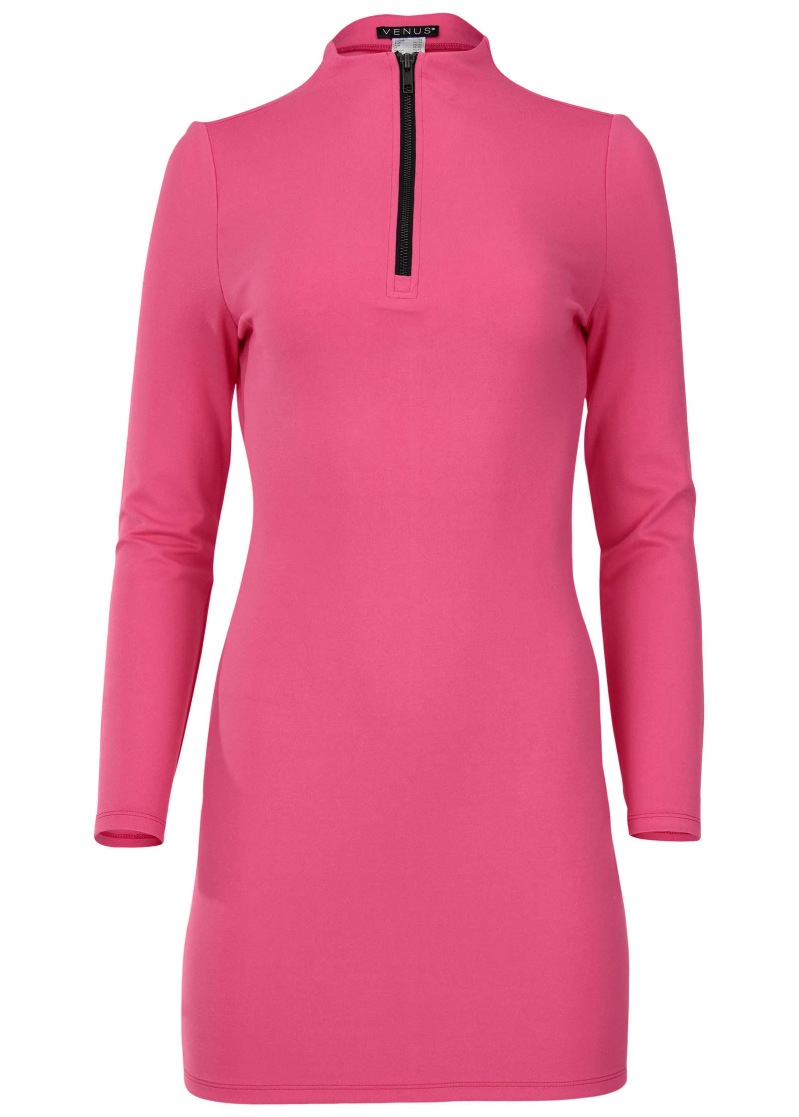 Ponte Zip Front Mini Dress - Hot Pink – VENUS