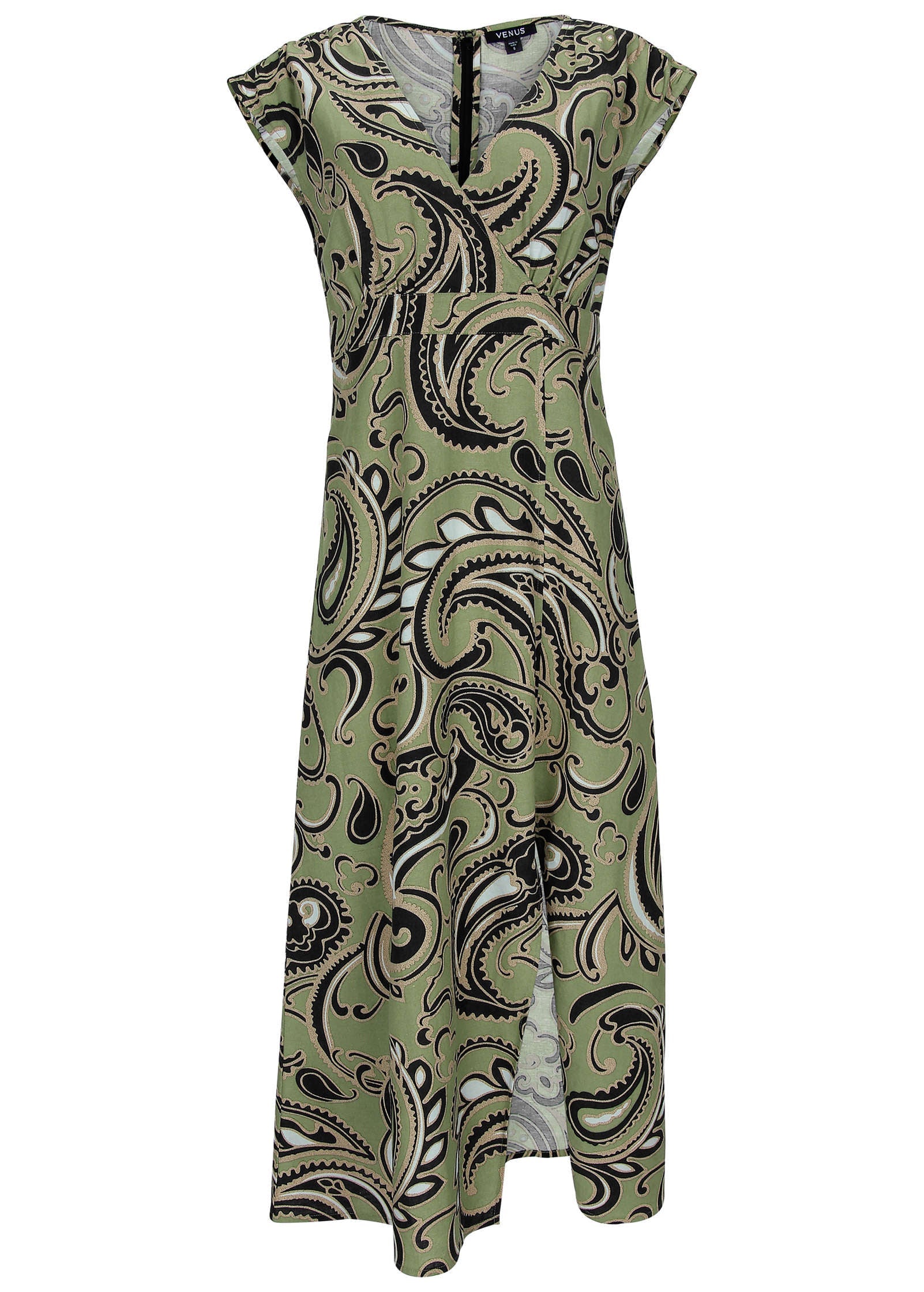 Linen V-Neck Maxi Dress - Large Splendid Paisley – VENUS