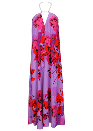 Beaded Halter Maxi - Offset Sensual Bouquet - thumbnail-3