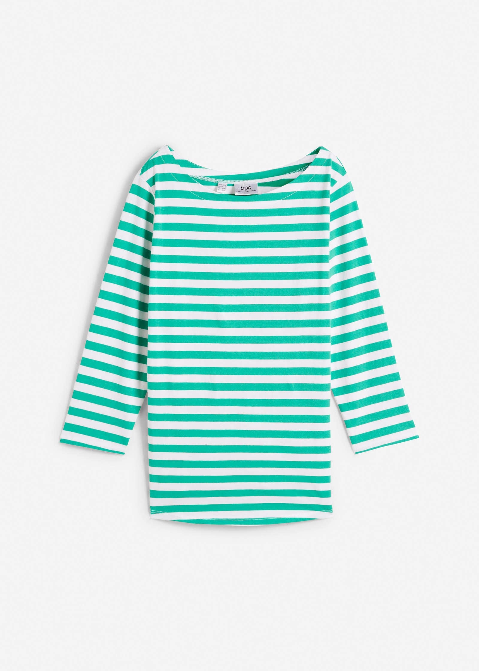 Boat Neck Striped Top - White & Jade – VENUS