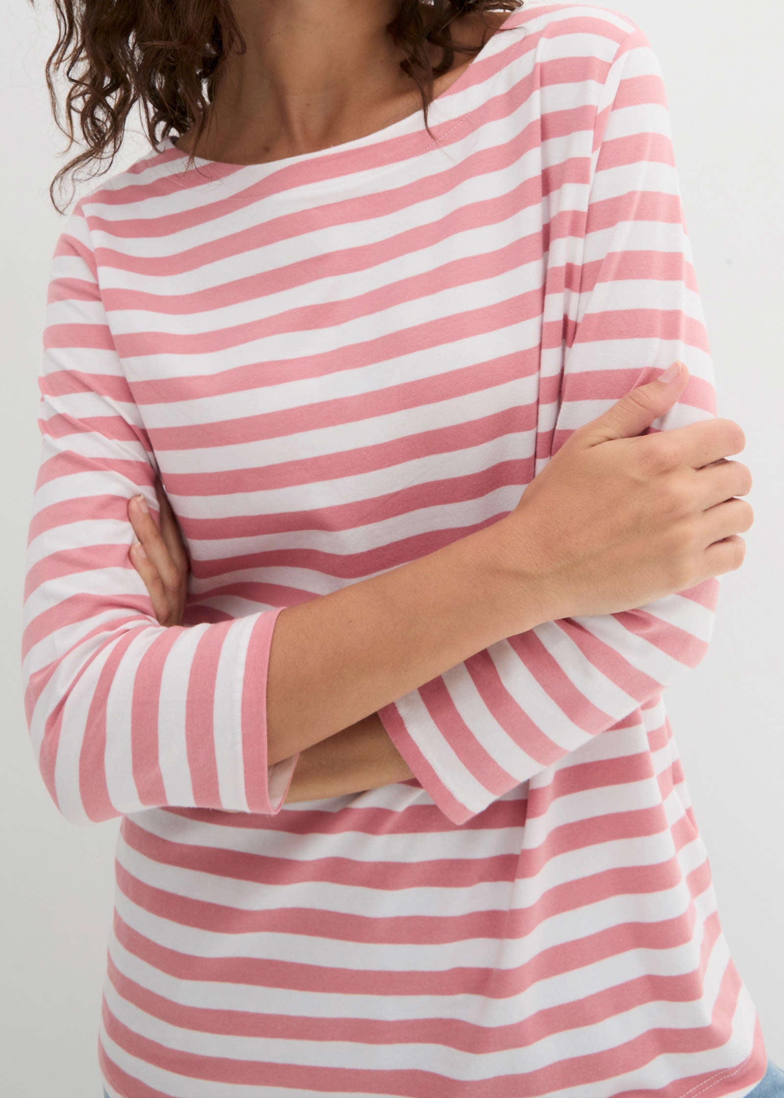 Boat Neck Striped Top - Pale Pink & White – VENUS