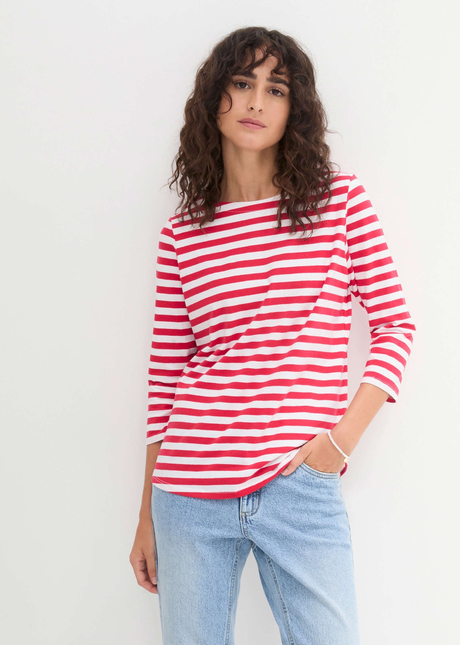 Boat Neck Striped Top - Red & White Stripe – VENUS