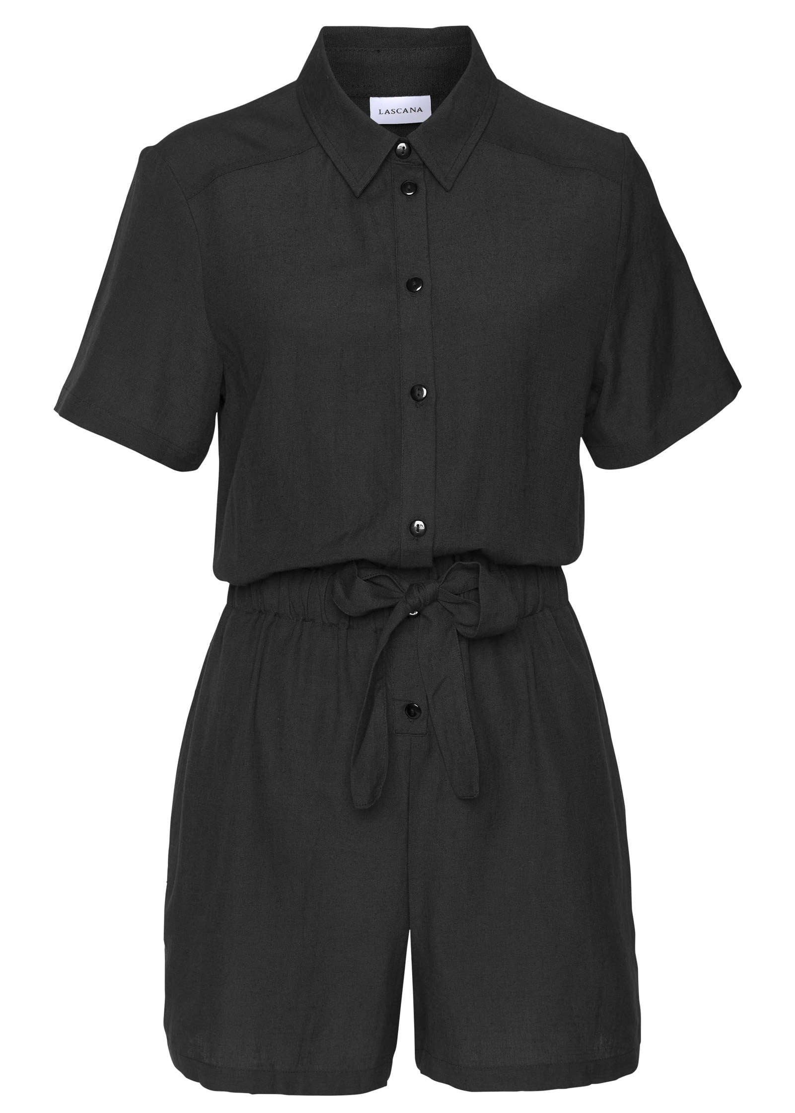 Short Sleeve Linen Romper - Black – VENUS