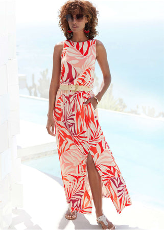 Printed Slit Maxi Dress Multi