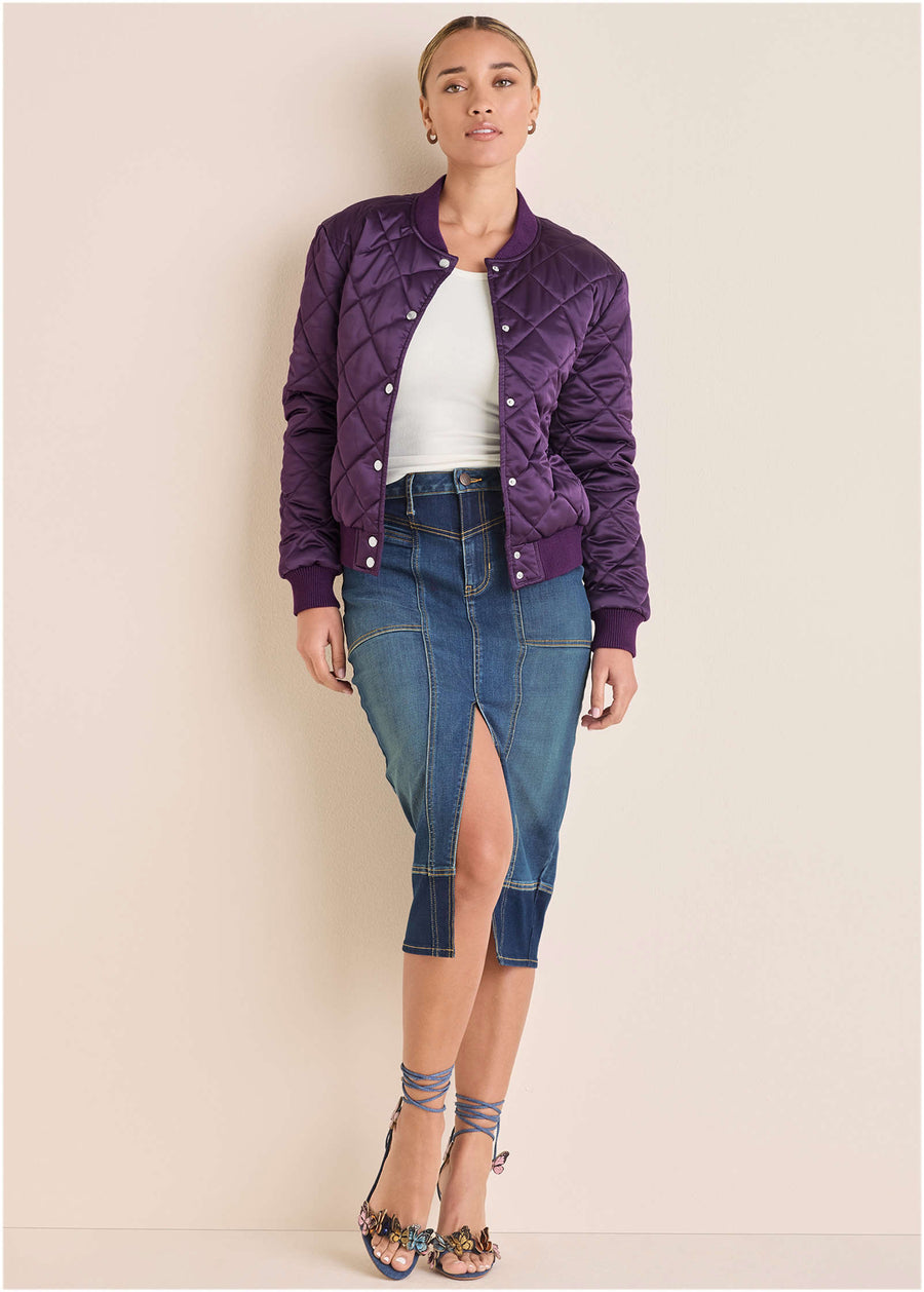 Quilted Bomber - Purple
