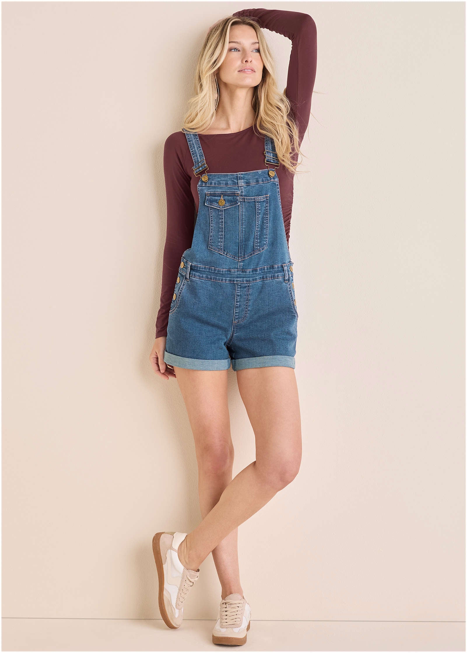 V-Back Denim Overalls - Medium Wash – VENUS