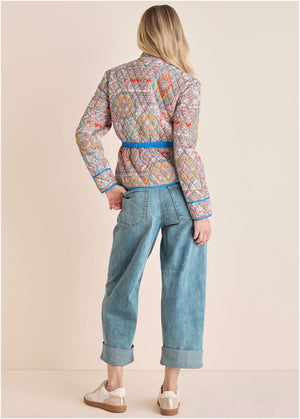 Quilted Full Zip Jacket - Medallion Golden Patchwork - thumbnail-3