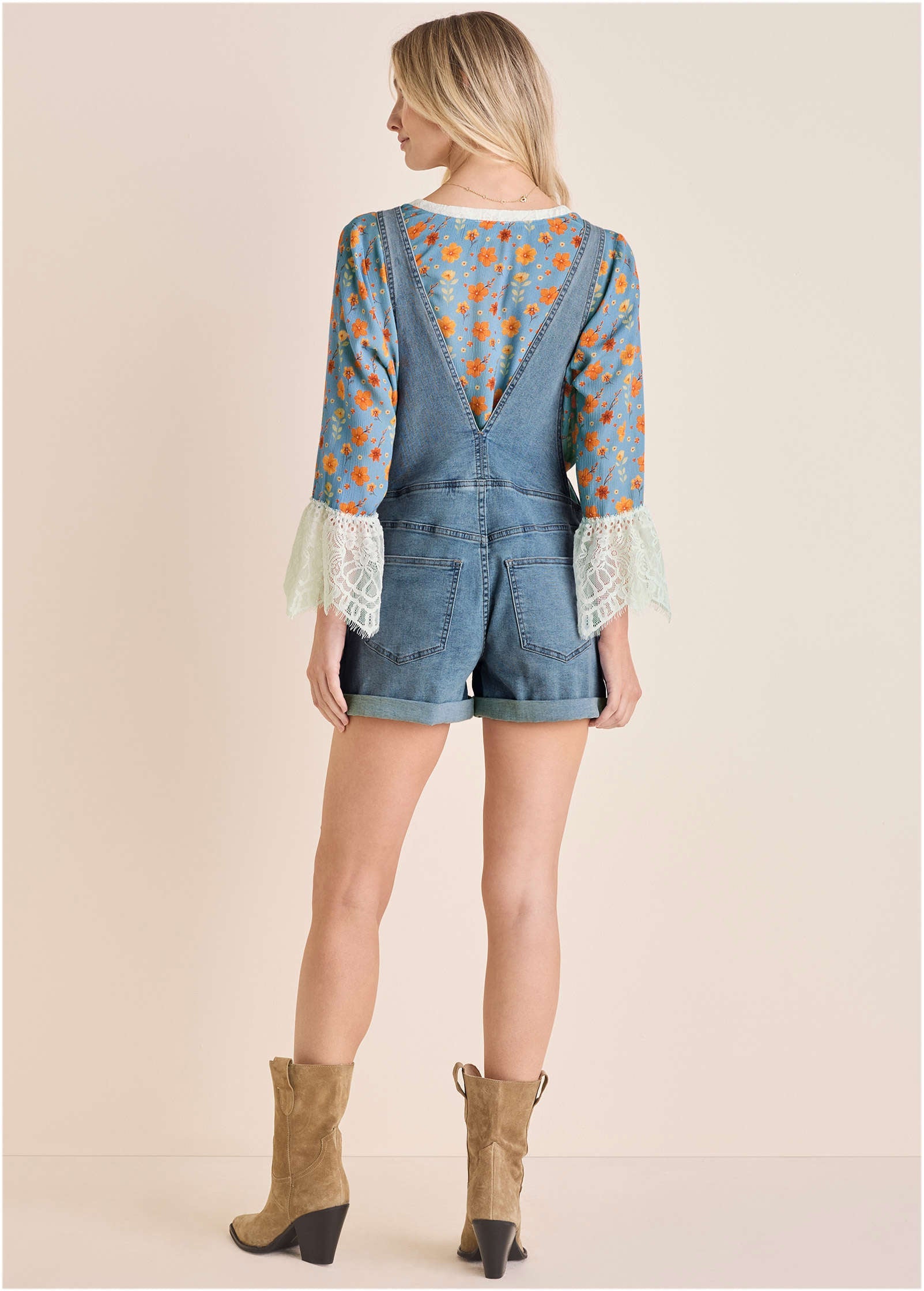 V-Back Denim Overalls - Light Wash – VENUS