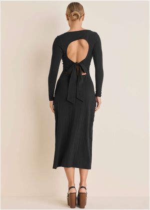 Open Back Maxi Dress - Jet Black - thumbnail-2