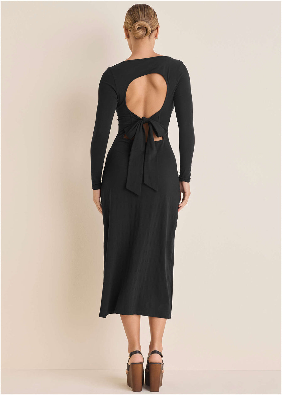 Open Back Maxi Dress - Jet Black