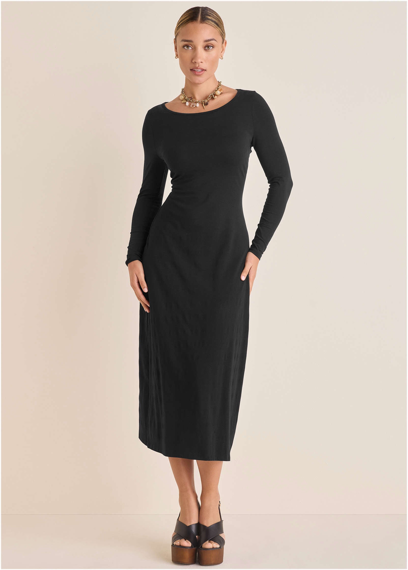 Open Back Maxi Dress - Jet Black – VENUS