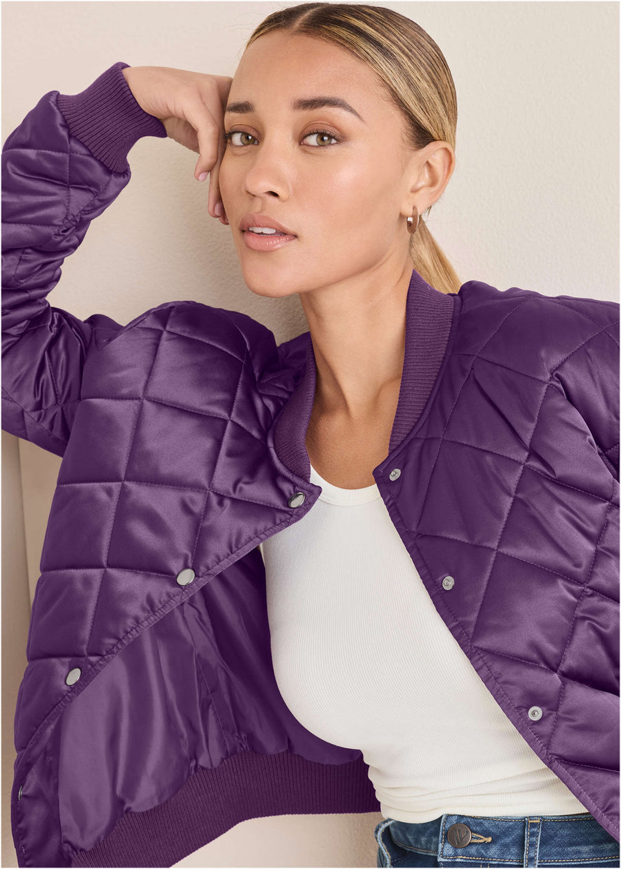 Quilted Bomber - Purple