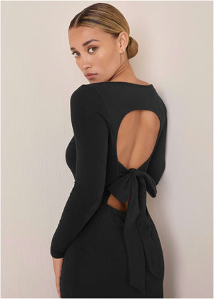 Open Back Maxi Dress - Jet Black - thumbnail-1