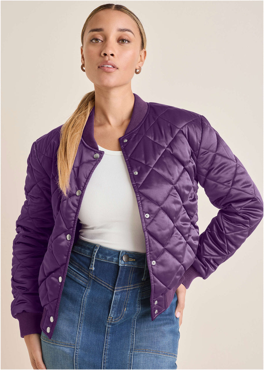 Quilted Bomber - Purple