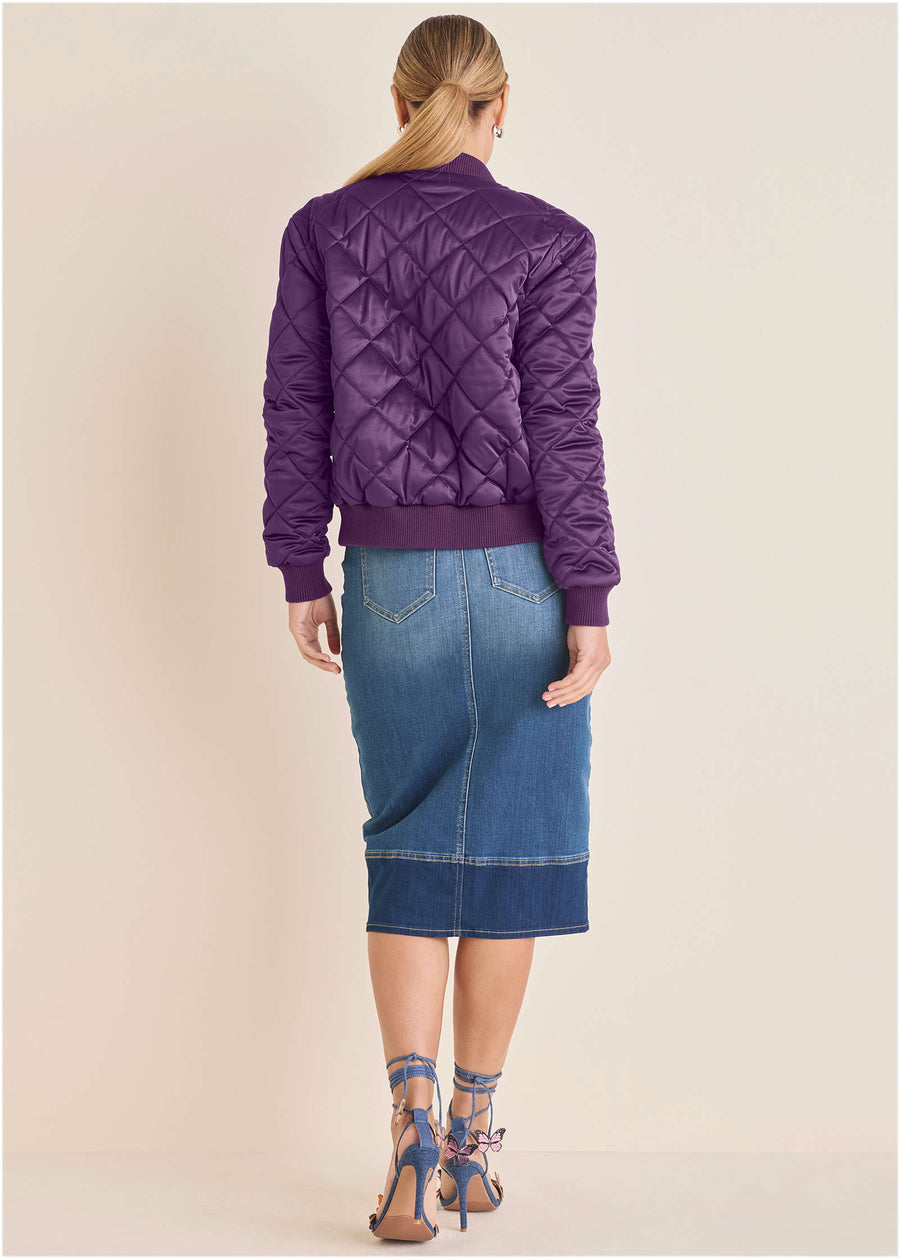 Quilted Bomber - Purple