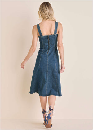 venus denim dress VENUS Denim Dress With Zipper | Dark Wash