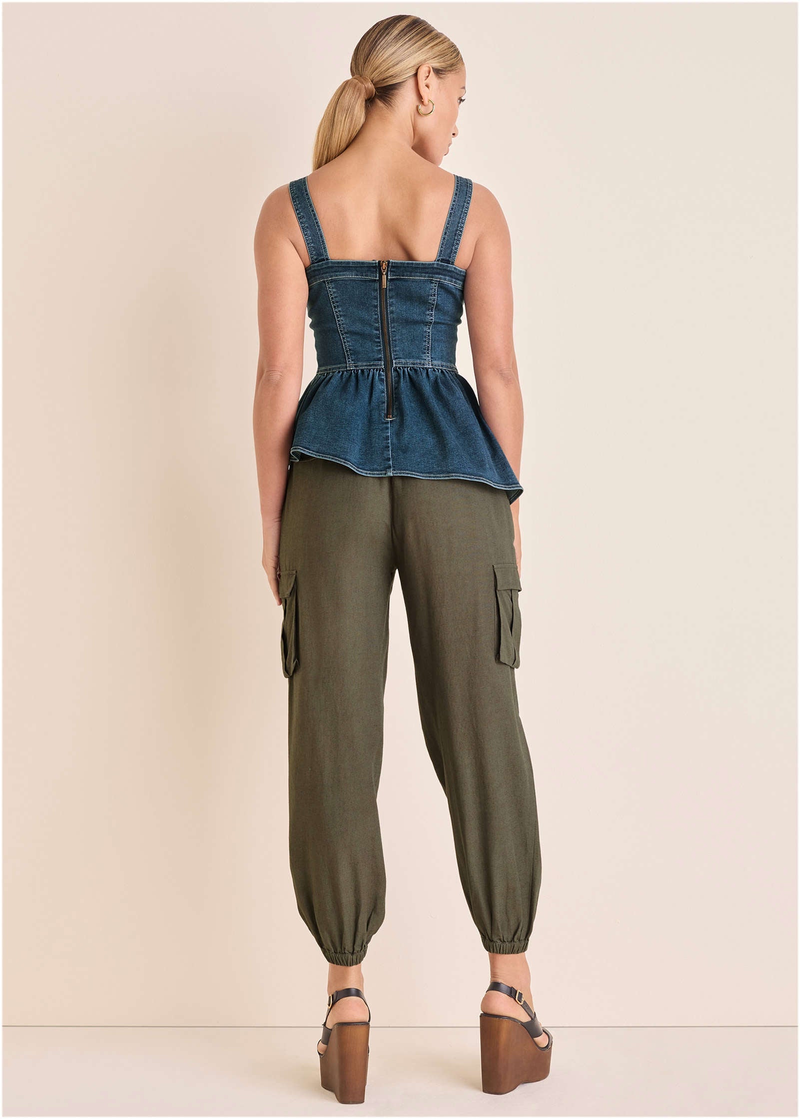 Venus Denim Peplum Top Medium Wash – VENUS