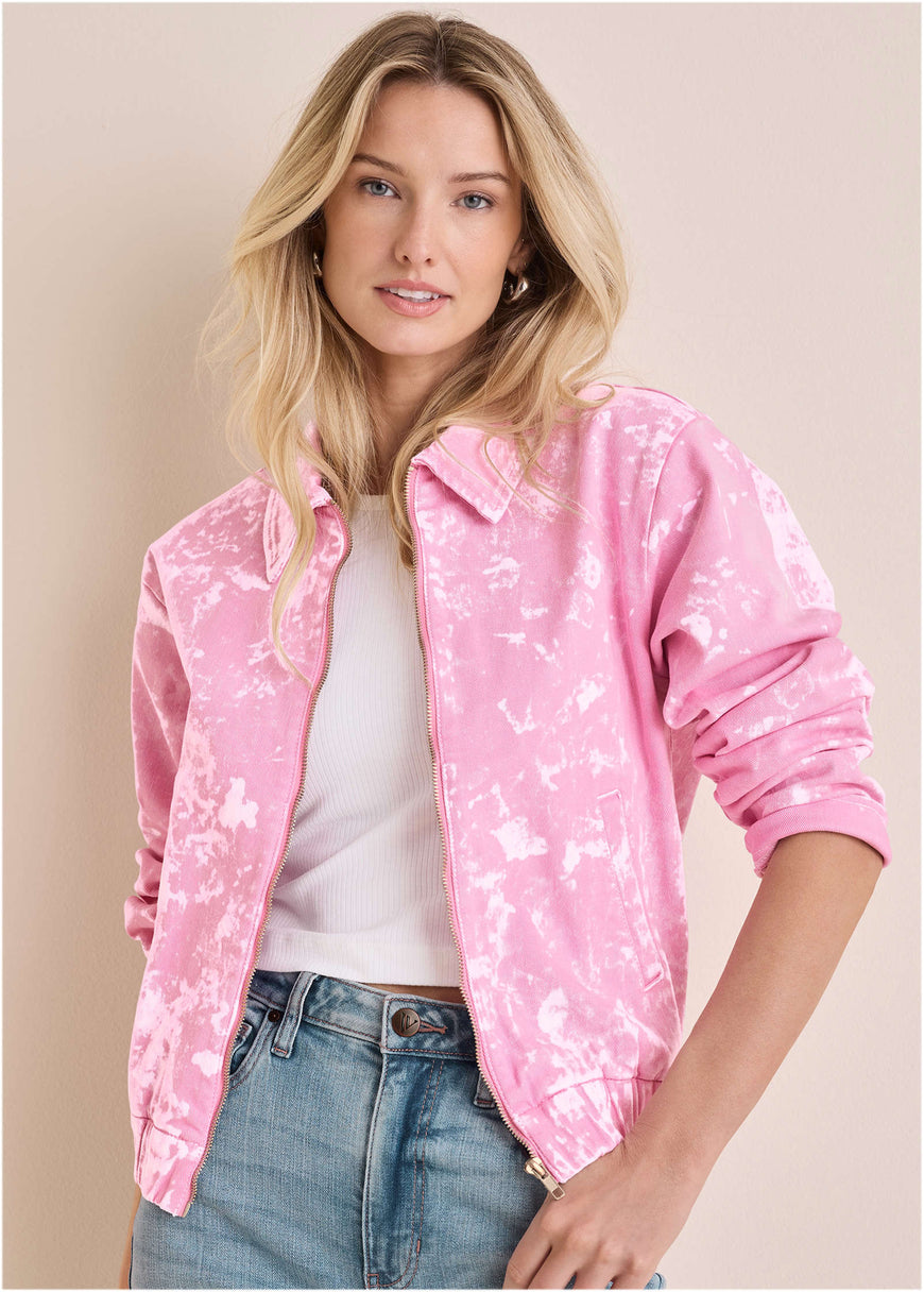 Acid Wash Bomber - Pink Acid Wash