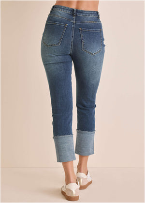 Embroidered Crop Jean - Medium Wash - thumbnail-3