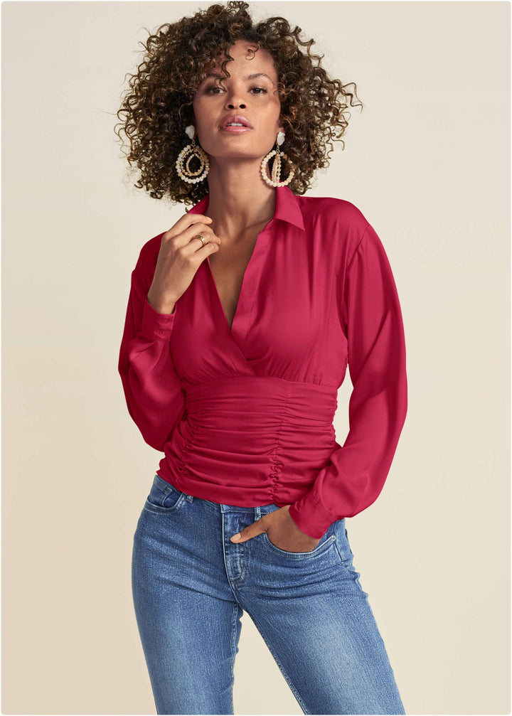 ladies red dress blouses Chic & Tops for Women colour: chocolate-halter-neck-draped-waist-midi-dress