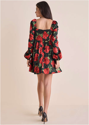 Corset Mini Dress - Antique Roses - thumbnail-3