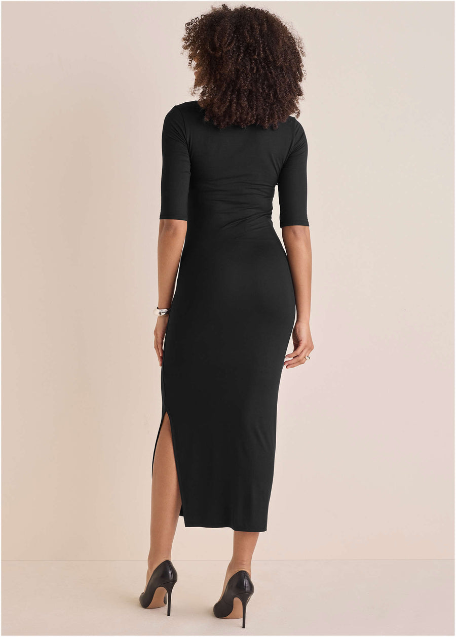 Front Cut Out Maxi Dress - Jet Black