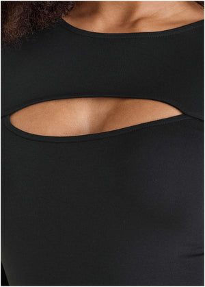 Front Cut Out Maxi Dress - Jet Black - thumbnail-4