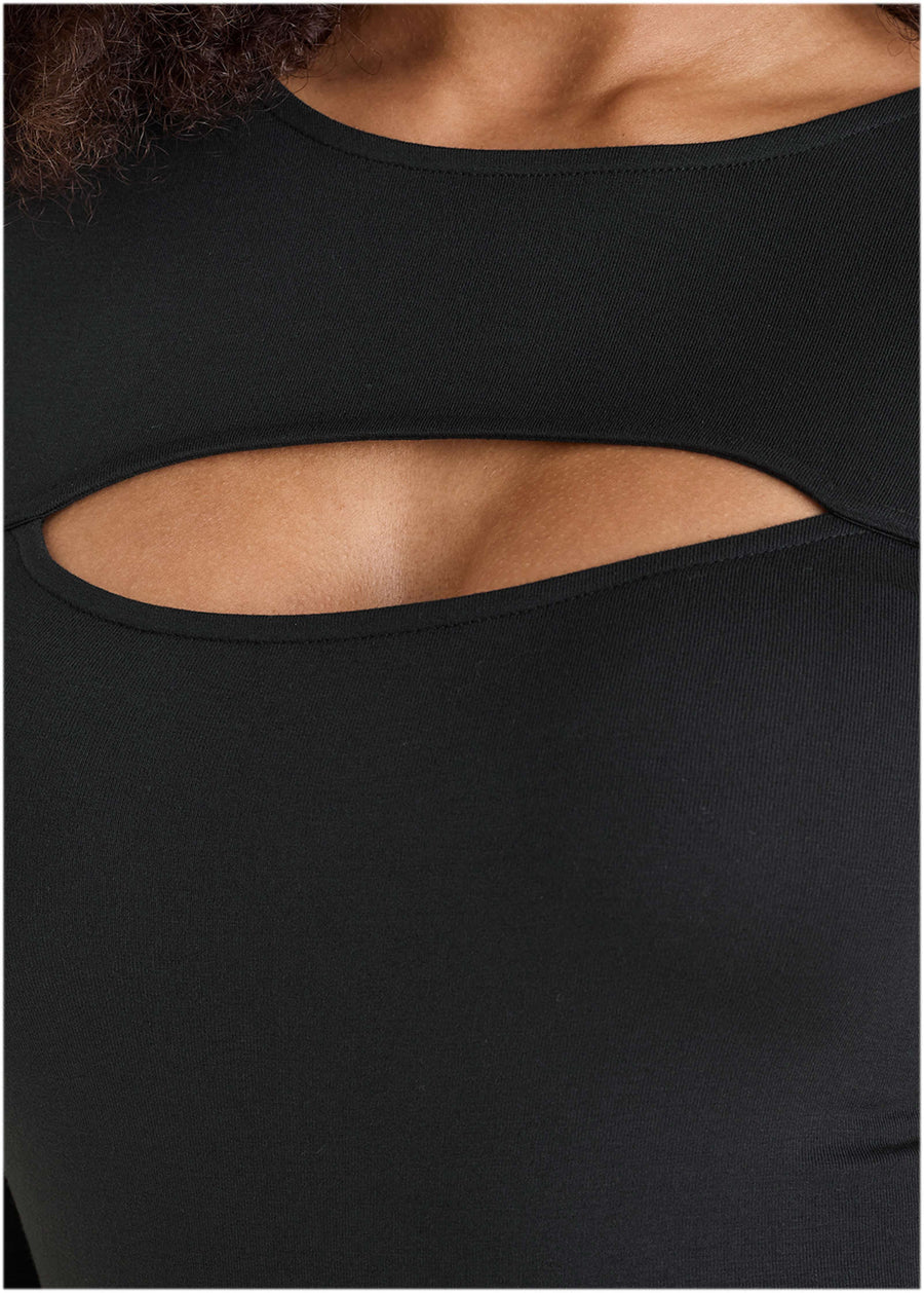 Front Cut Out Maxi Dress - Jet Black