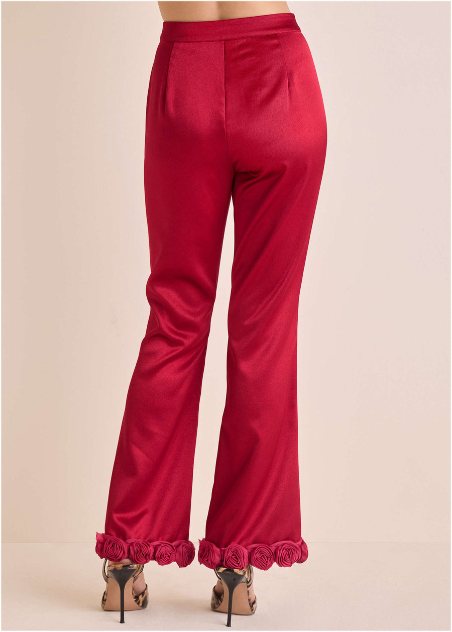Rose Trim Trouser - Dark Red