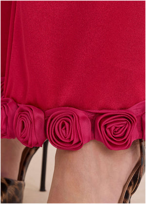 Rose Trim Trouser - Dark Red - thumbnail-6