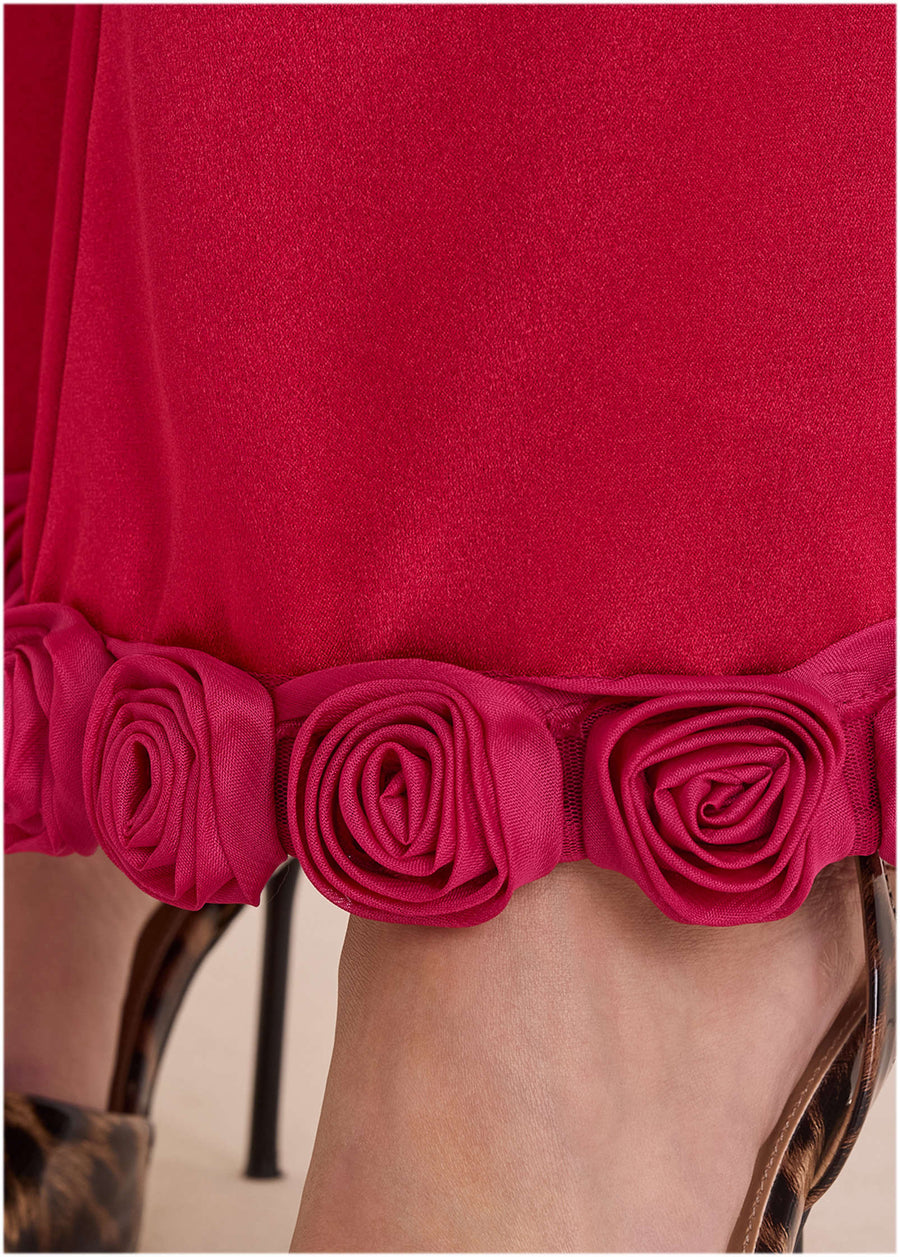 Rose Trim Trouser - Dark Red