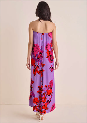 Beaded Halter Maxi - Offset Sensual Bouquet - thumbnail-2