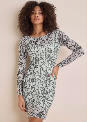 Long Sleeve Mesh Mini - Linear Rose - thumbnail-1