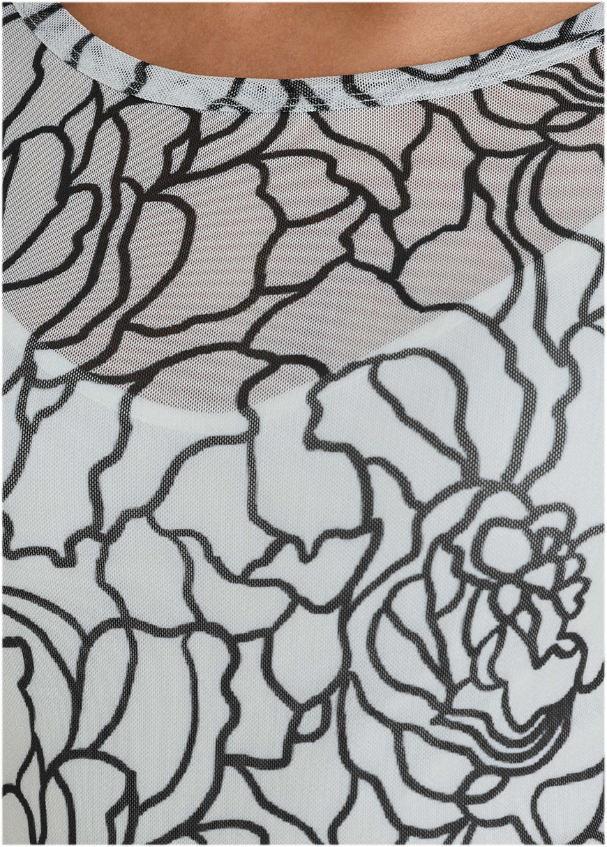 Long Sleeve Mesh Mini - Linear Rose