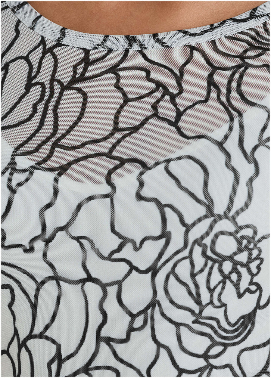 Long Sleeve Mesh Mini - Linear Rose