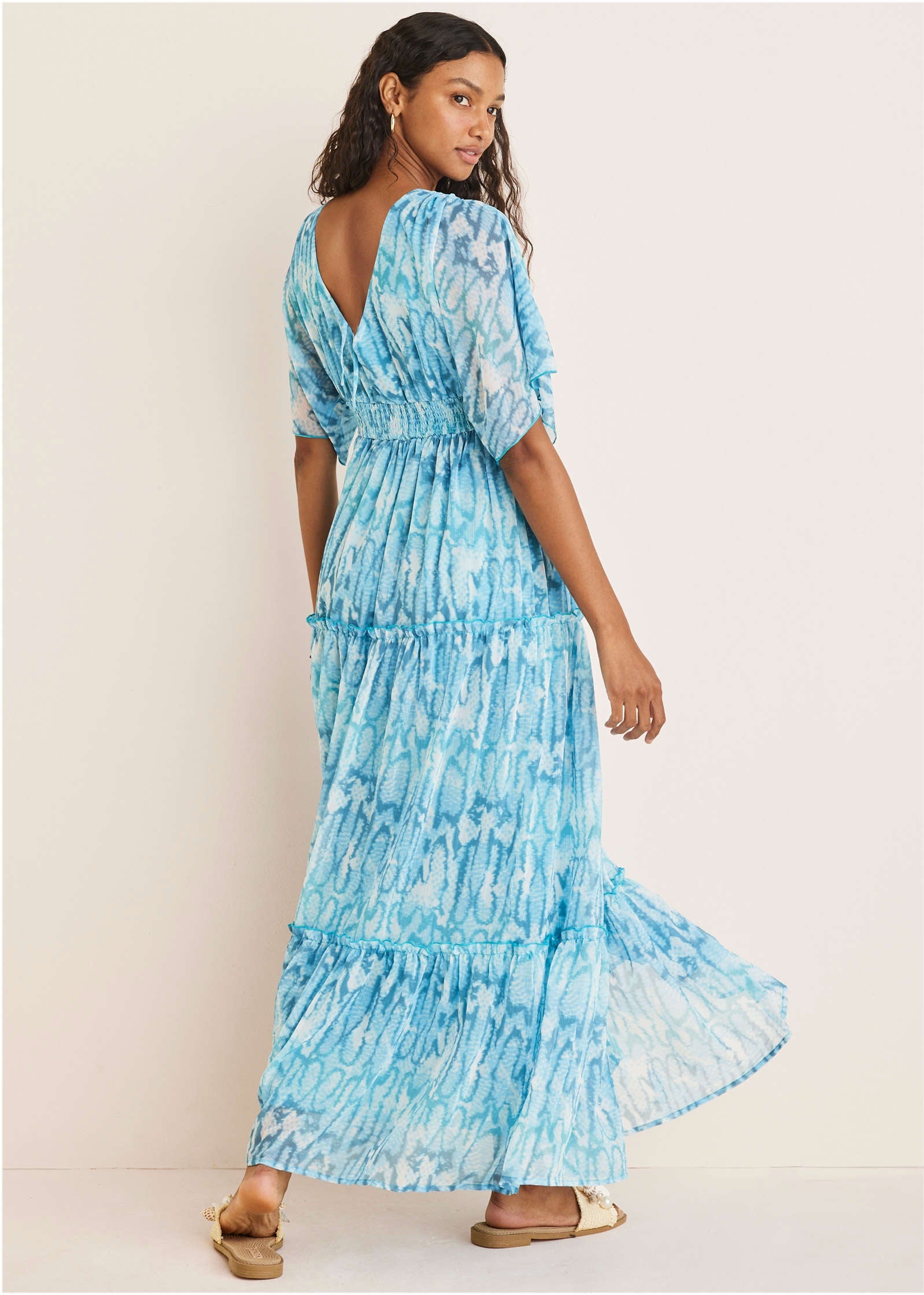 Flutter Sleeve Maxi Dress - Water Snake – VENUS